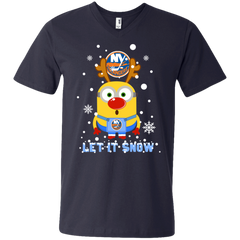 Minion New York Islanders Ugly Christmas Sweaters Let It Snow Men's V-Neck T-Shirt - The White Eagles
