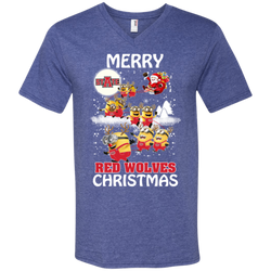 Arkansas State Red Wolves Ugly Christmas Sweaters Minions Santa Claus Merry Christmas Men's V-Neck T-Shirt - The White Eagles