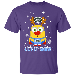 Minion New York Jets Ugly Christmas Sweaters Let It Snow Cotton T-Shirt - The White Eagles