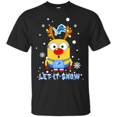 Minion Detroit Lions Ugly Christmas Sweaters Let It Snow Cotton T-Shirt - The White Eagles