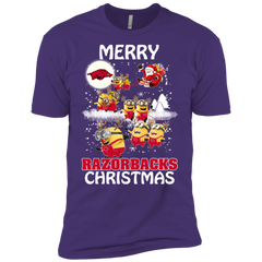Arkansas Razorback T Shirts Minions Santa Claus Merry Christmas Men's Sleeve Shirt - The White Eagles