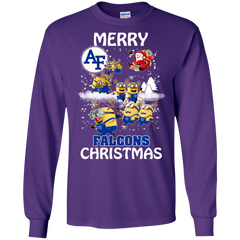 Air Force Falcons T Shirts Minions Santa Claus Merry Christmas Hoodies Sweatshirts LS Cotton T-Shirt - The White Eagles