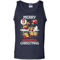 Stanford Cardinal Ugly Christmas Sweaters Minions Santa Claus Merry Christmas Tank Top - The White Eagles