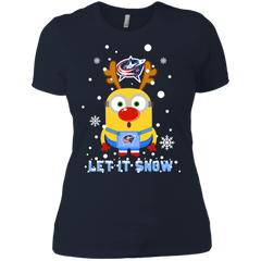 Minion Columbus Blue Jackets Ugly Christmas Sweaters Let It Snow Ladies' Shirt - The White Eagles