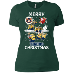 Auburn Tigers Ugly Christmas Sweaters Minions Santa Claus Merry Christmas Ladies' Shirt - The White Eagles