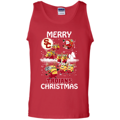 Usc Trojans Ugly Christmas Sweaters Minions Santa Claus Merry Christmas Tank Top - The White Eagles