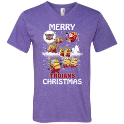 Troy Trojans Ugly Christmas Sweaters Minions Santa Claus Merry Christmas Men's V-Neck T-Shirt - The White Eagles