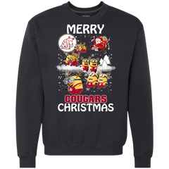 Washington State Cougars Ugly Christmas Sweaters Minions Santa Claus Merry Christmas Sweatshirt - The White Eagles