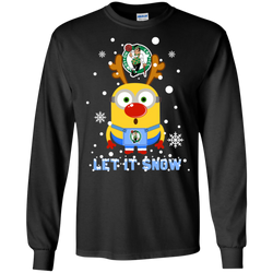 Minion Boston Celtics Ugly Christmas Sweaters Let It Snow LS Cotton T-Shirt - The White Eagles