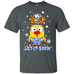 Minion New York Islanders Ugly Christmas Sweaters Let It Snow Cotton T-Shirt - The White Eagles
