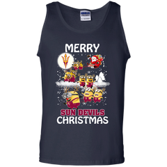 Arizona State Sun Devils T Shirts Minions Santa Claus Merry Christmas Tank Top - The White Eagles