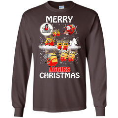 New Mexico State Aggies Ugly Christmas Sweaters Minions Santa Claus Merry Christmas LS Cotton T-Shirt - The White Eagles