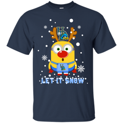 Minion Delaware Fightin_ Blue Hens Ugly Christmas Sweaters Let It Snow Cotton T-Shirt - The White Eagles