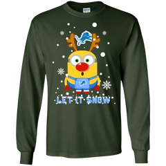 Minion Detroit Lions Ugly Christmas Sweaters Let It Snow LS Cotton T-Shirt - The White Eagles