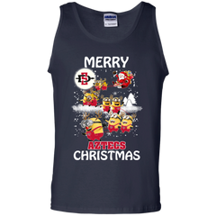 San Diego State Athletics Ugly Christmas Sweaters Minions Santa Claus Merry Christmas Tank Top - The White Eagles
