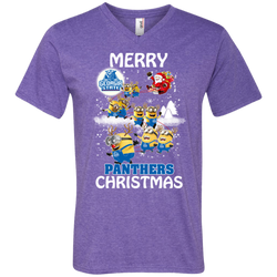 Georgia State Panthers Ugly Christmas Sweaters Minions Santa Claus Merry Christmas Men's V-Neck T-Shirt - The White Eagles