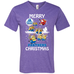 Georgia State Panthers Ugly Christmas Sweaters Minions Santa Claus Merry Christmas Men's V-Neck T-Shirt - The White Eagles