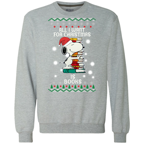 All I Want For Christmas Is Books Snoopy The Peanuts Movie Sweatshirt - The White Eagles