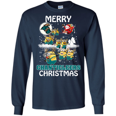 Coastal Carolina Chanticleers Ugly Christmas Sweaters Minions Santa Claus Merry Christmas LS Cotton T-Shirt - The White Eagles