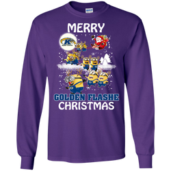 Kent State Golden Flashes Ugly Christmas Sweaters Minions Santa Claus Merry Christmas LS Cotton T-Shirt - The White Eagles