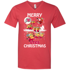 Utah Utes Ugly Christmas Sweaters Minions Santa Claus Merry Christmas Men's V-Neck T-Shirt - The White Eagles