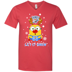 Minion Oklahoma City Thunder Ugly Christmas Sweaters Let It Snow Men's V-Neck T-Shirt - The White Eagles