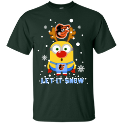 Minion Baltimore Orioles  Ugly Christmas Sweaters Let It Snow Cotton T-Shirt - The White Eagles
