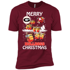 Georgia Bulldogs Ugly Christmas Sweaters Minions Santa Claus Merry Christmas Men's Sleeve Shirt - The White Eagles
