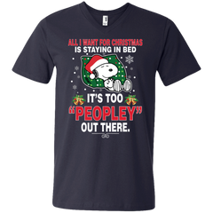 I Want For Christmas Is Staying In Bed Snoopy The Peanuts Movie Men's V-Neck T-Shirt - The White Eagles