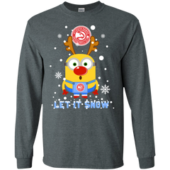 Minion Atlanta Hawks Ugly Christmas Sweaters Let It Snow LS Cotton T-Shirt - The White Eagles
