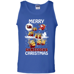 South Carolina Gamecocks Ugly Christmas Sweaters Minions Santa Claus Tank Top - The White Eagles