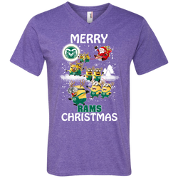 Colorado State Rams Ugly Christmas Sweaters Minions Santa Claus Merry Christmas Men's V-Neck T-Shirt - The White Eagles