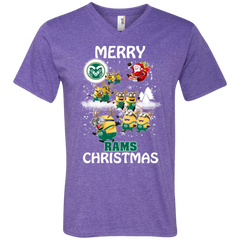 Colorado State Rams Ugly Christmas Sweaters Minions Santa Claus Merry Christmas Men's V-Neck T-Shirt - The White Eagles