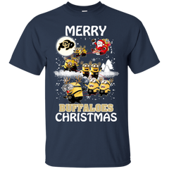 Colorado Buffaloes Ugly Christmas Sweaters Minions Santa Claus Merry Christmas Cotton T-Shirt - The White Eagles