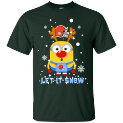 Minion Cleveland Browns Ugly Christmas Sweaters Let It Snow Cotton T-Shirt - The White Eagles