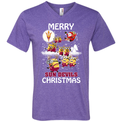 Arizona State Sun Devils T Shirts Minions Santa Claus Merry Christmas Men's V-Neck T-Shirt - The White Eagles