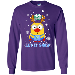 Minion North Dakota Fighting Hawks Ugly Christmas Sweaters Let It Snow LS Cotton T-Shirt - The White Eagles