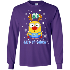 Minion North Dakota Fighting Hawks Ugly Christmas Sweaters Let It Snow LS Cotton T-Shirt - The White Eagles