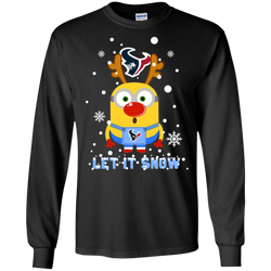 Minion Houston Texans Ugly Christmas Sweaters Let It Snow LS Cotton T-Shirt - The White Eagles