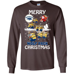 Nevada Wolf Pack Ugly Christmas Sweaters Minions Santa Claus Merry Christmas LS Cotton T-Shirt - The White Eagles