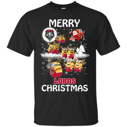 New Mexico Lobos Ugly Christmas Sweaters Minions Santa Claus Merry Christmas Cotton T-Shirt - The White Eagles