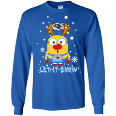 Minion Baltimore Ravens Ugly Christmas Sweaters Let It Snow LS Cotton T-Shirt - The White Eagles