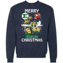 Eastern Michigan Eagles Ugly Christmas Sweaters Minions Santa Claus Merry Christmas Sweatshirt - The White Eagles