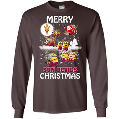 Arizona State Sun Devils Ugly Christmas Sweaters Minions Santa Claus Merry Christmas LS Cotton T-Shirt - The White Eagles