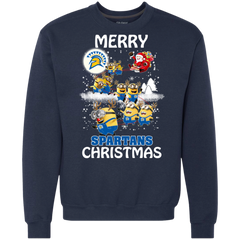 San Jose State Spartans Ugly Christmas Sweaters Minions Santa Claus Merry Christmas Sweatshirt - The White Eagles