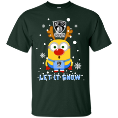 Minion Brooklyn Nets Ugly Christmas Sweaters Let It Snow Cotton T-Shirt - The White Eagles