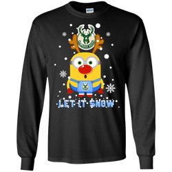 Minion Milwaukee Bucks Ugly Christmas Sweaters Let It Snow LS Cotton T-Shirt - The White Eagles