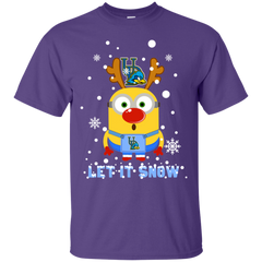 Minion Delaware Fightin_ Blue Hens Ugly Christmas Sweaters Let It Snow Cotton T-Shirt - The White Eagles