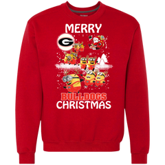 Georgia Bulldogs Ugly Christmas Sweaters Minions Santa Claus Merry Christmas Sweatshirt - The White Eagles
