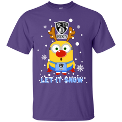 Minion Brooklyn Nets Ugly Christmas Sweaters Let It Snow Cotton T-Shirt - The White Eagles